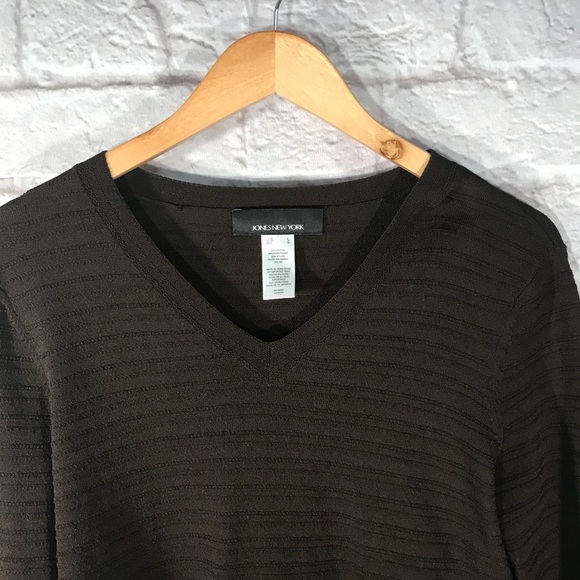 JONES NEW YORK Chocolate Brown long sleeve top - Picture 2 of 5